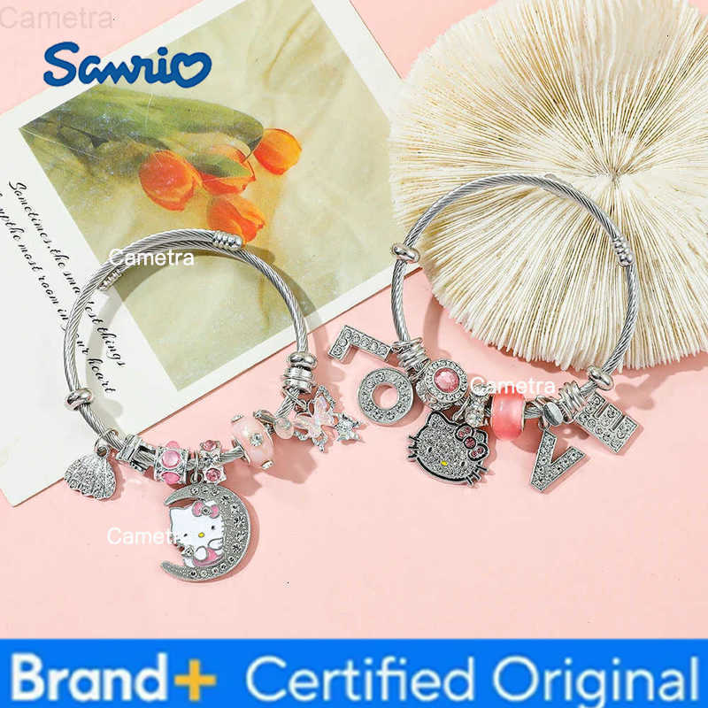 Sanrio Cartoon Hello Kitty Adjustable Bracelet Exquisite Charm Crystal Bangle for Friend Jewelry Accessory Fashion Gifts H251229