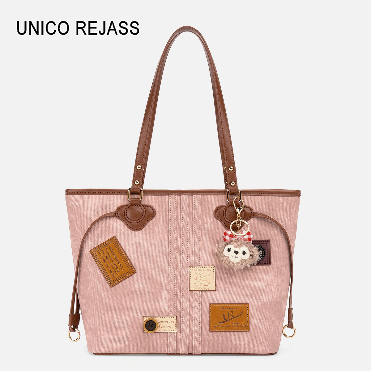 UNICO REJASS fashionable women's tote bag 2026 new design retro trendy commuting versatile shoulder bag brown grey pink hot sale