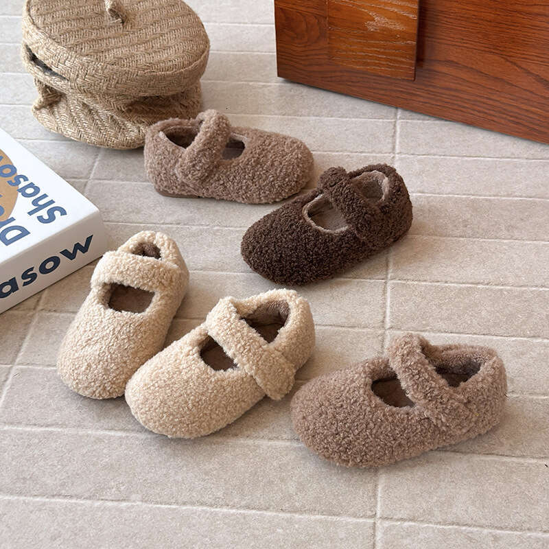 INS French Style Furry 2025 Autumn Winter New Korean Version Girls' Fleece Princess Soft Sole Loafers Cotton Shoes