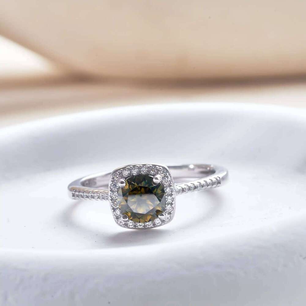 Yellow Green color moissanite S925 Jewelry Set With Certificate for charm lady Pass Dismond Test Jewerly Dating Gift Customized 340