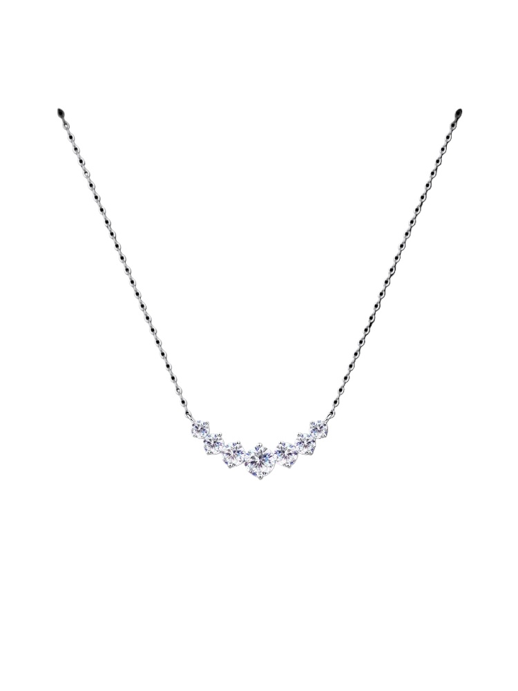 Light luxury niche non-fading 18 platinum small diamond mosantite necklace sterling silver pendant collarbone chain gift for girlfriend