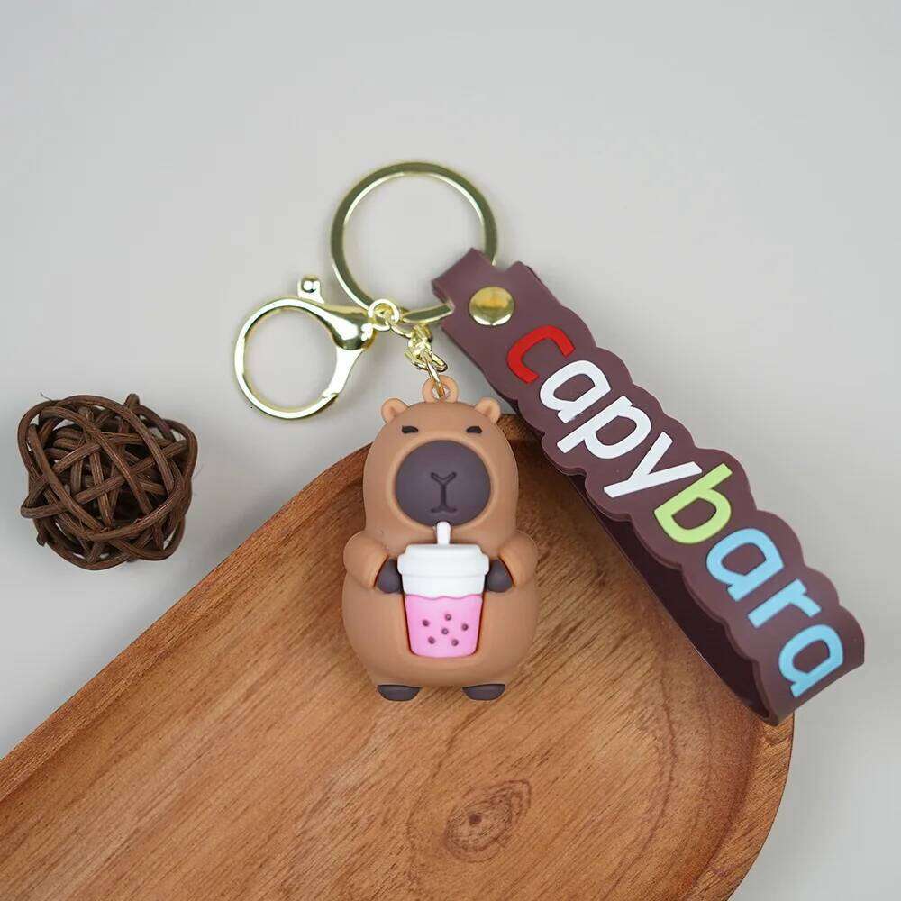ZAKOL Cute Cartoon PVC Simulation Capybara Keychain Pvc Soft Rubber Backpack Key Mobile Phone Pendant Accessories Gift