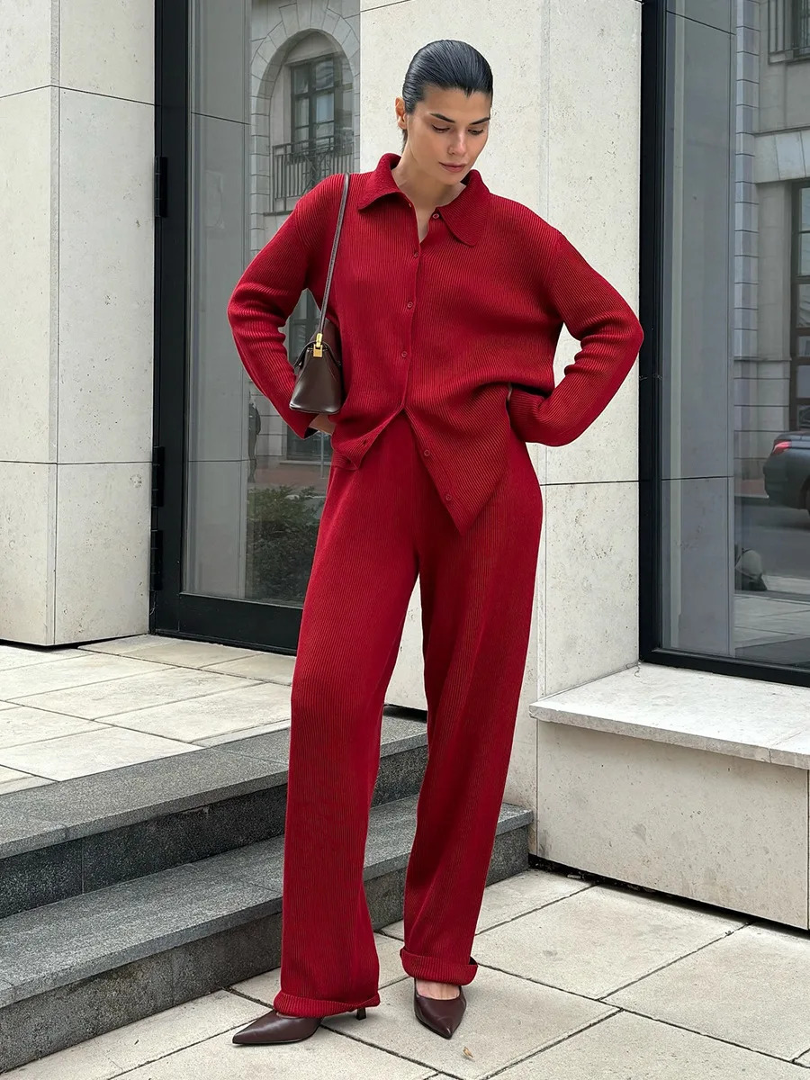 Bornladies Autumn Winter Knit Cardigan Pants Set Loose Two Piece Casual Sweater Suit Women Thick Warm Soft Knitted Outfit 251225