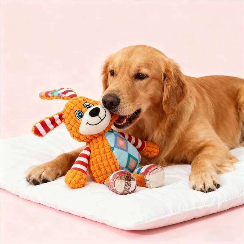 Interactive Plush Cat And Dog Cute Squeaky Bite Resistant Puzzle Chew Toy for Teeth Cleaning Pet Supplies