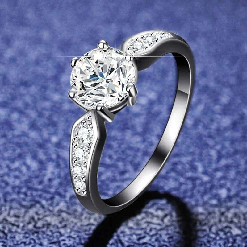 18K gold set 1-Ct D-color moissanite princess crown diamond PT950 platinum ring, fashion gift 592