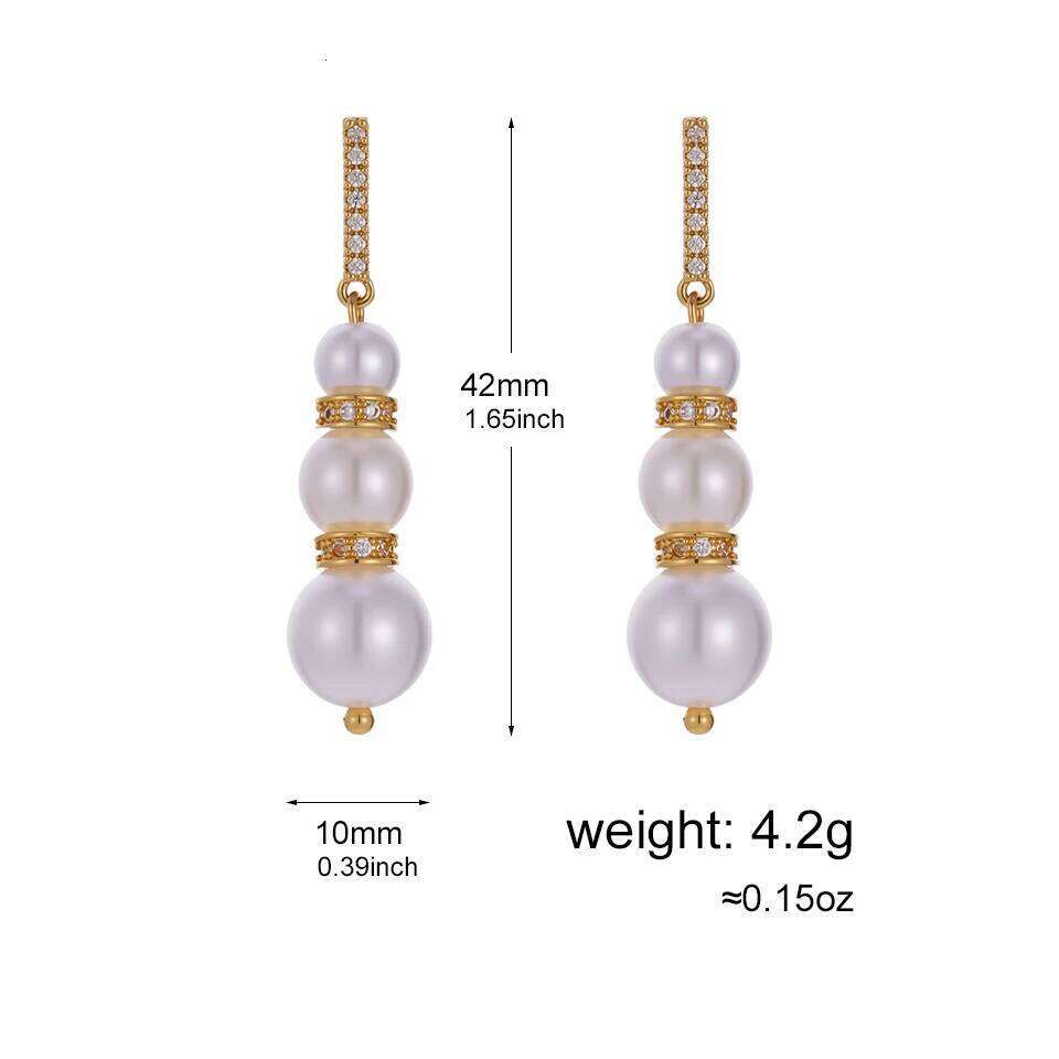 ZAKOL 18K Gold Plated Inlaid Zircon Imitation Pearl Drop Earrings for Women Elegant Engagement Wedding Party Jewelry