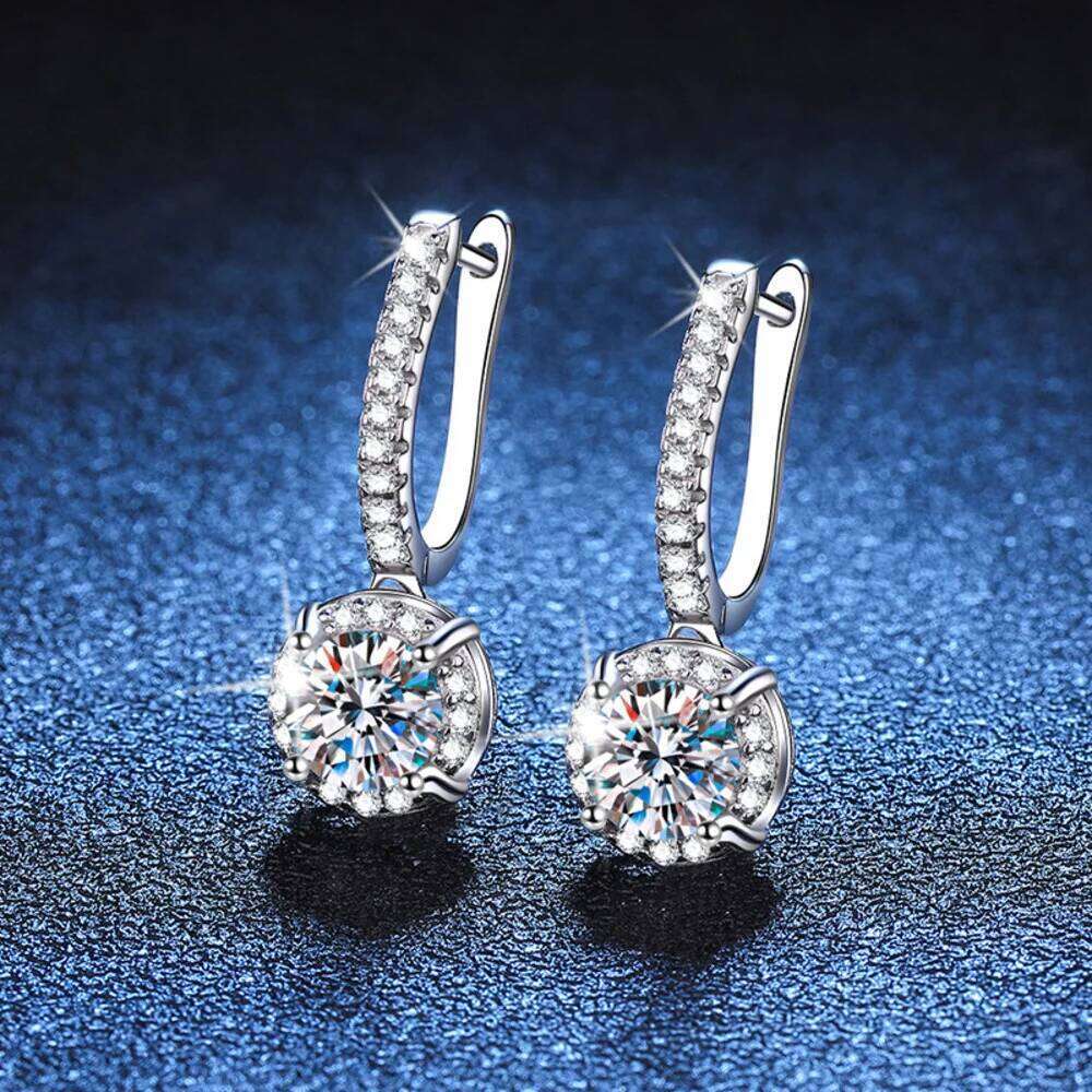 JOIAS HOME Read S925 Sterling Silver Pendant 1CT D Colors Moissanite Diamond Drop Earrings for Women Wedding Fine Jewelry Gift 82e