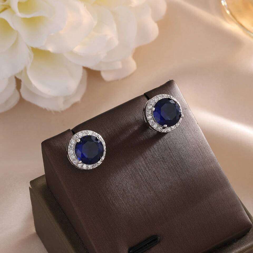 ZAKOL Classic Simple Round Zircon Stud Earrings for Women Men Shiny Blue Yellow AAA CZ Earring Exquisite Jewelry Gift Wholesale