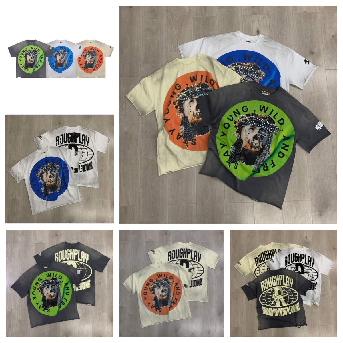 Men's T-Shirts Real Pictures High Quality Roughplay T Shirt All-match Men Women Hip-hop Streetwear Short Sleeve Tee Rock Youth Washed Series For 