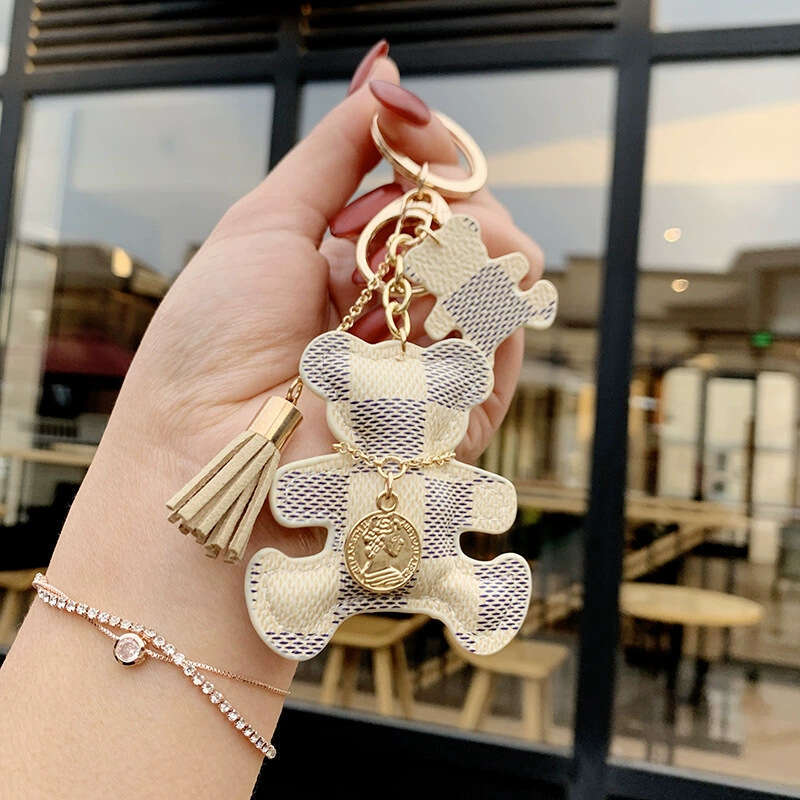 Leather Kitten Keychain with Cotton Filling Luxury-inspired Women's Handbag Pendant Adorable Car Ornament