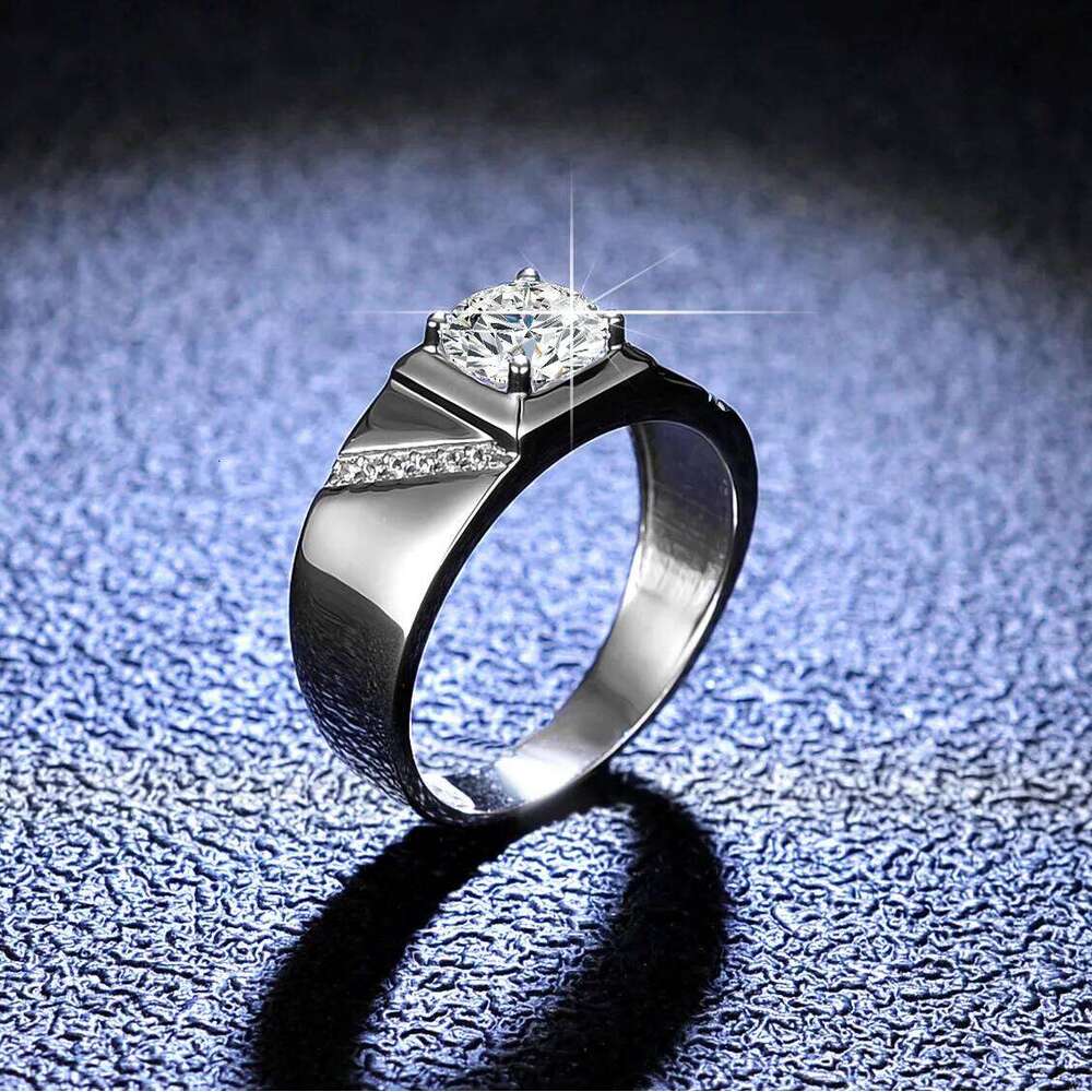 18K gold high-end moissanite PT950 platinum simple and atmospheric boss men's wedding ring jewelry 194
