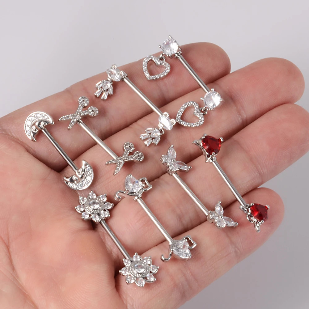 Pair 361L Steel Nipple Barbell Ring Love Heart Shape Nipple Ring Nipple Shield 14G Tongue Piercing Body Jewelry 251224