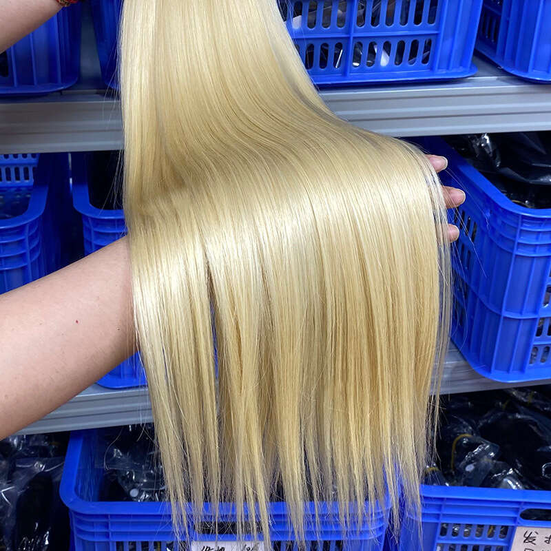 15A Braided Curtain#613 Bundles White Gold Real Human Bone Straight Hair European And American Cross-Border VMS