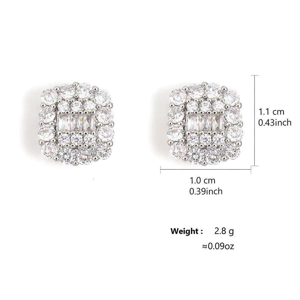 ZAKOL Shiny Clear Iced Out Zircon Stud Earrings for Women Geometric Square Buling Crystal CZ Jewelry Gift