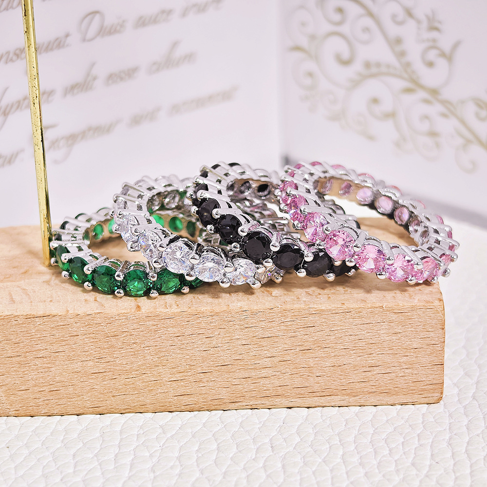 Luxury Brand Designer Jewelry European And American New Product Wholesale Colorful Zircon Ring Niche High-End Trendy Exquisite Hot Sale R5696