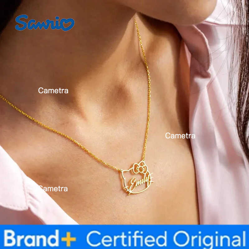 Sanrio Personalized Name Necklace Custom Cute cat Pendant Stainless Steel Necklace Pet Cat Lovers Jewelry Birthday Gift for Her H251229