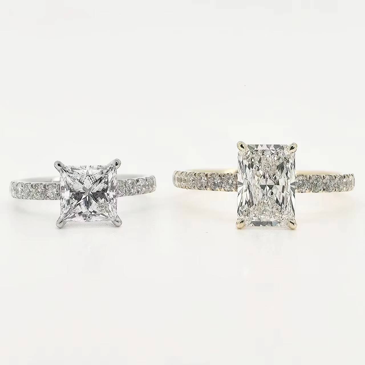 Classic 2ct Synthetic Diamond Engagement Ring 14k Real Gold Igi Certified Pave Setting Cvd Lab Grown Diamond Ring