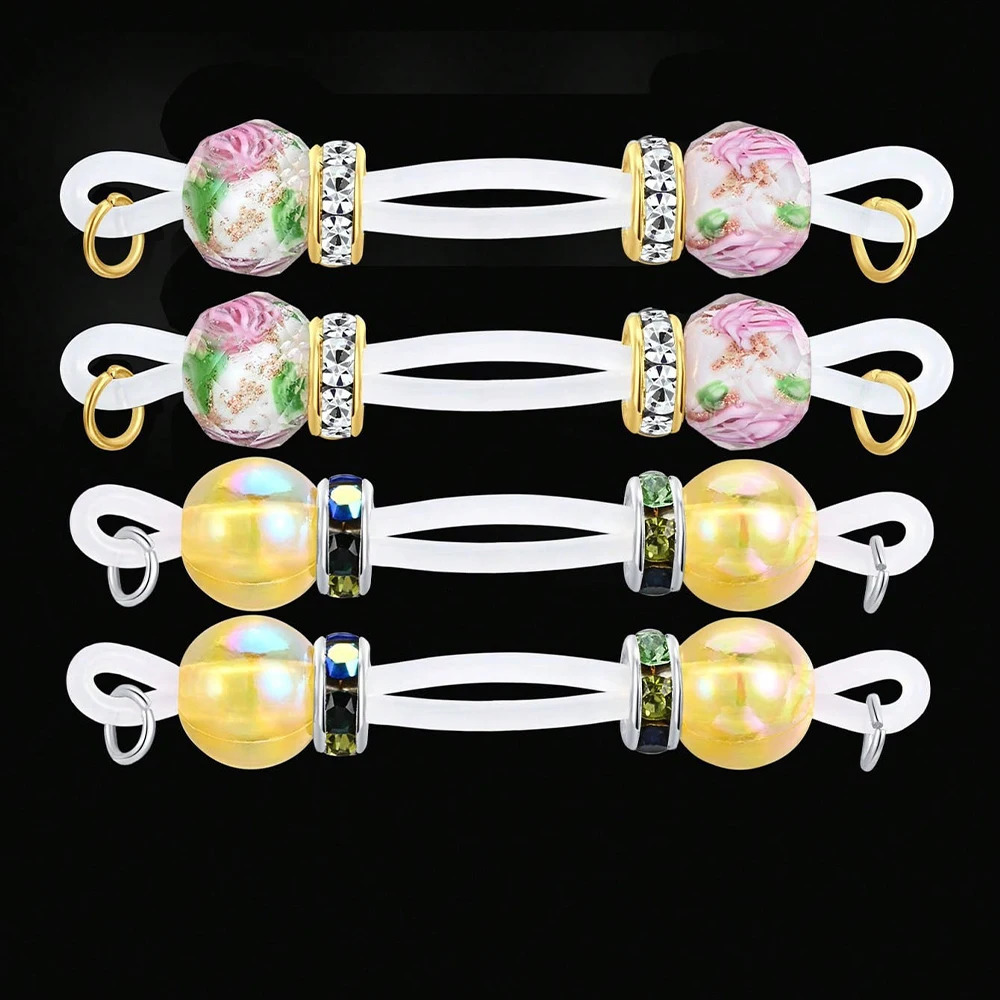 4Pcs Nipple Rings - Adjustable Fit Daily Wear Nipple Nooses - 8mm Candy BeadsFaux Nipple Piercing Non Pierce Faux Barbells 251224