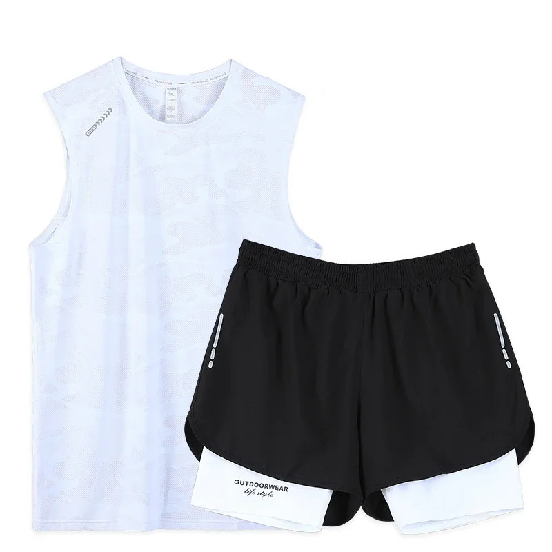 Gym Clothes Men Sport Suits Running Sets Compression Fitness Tshirts Quick Drying Sportswear Jogger VestShorts 251219