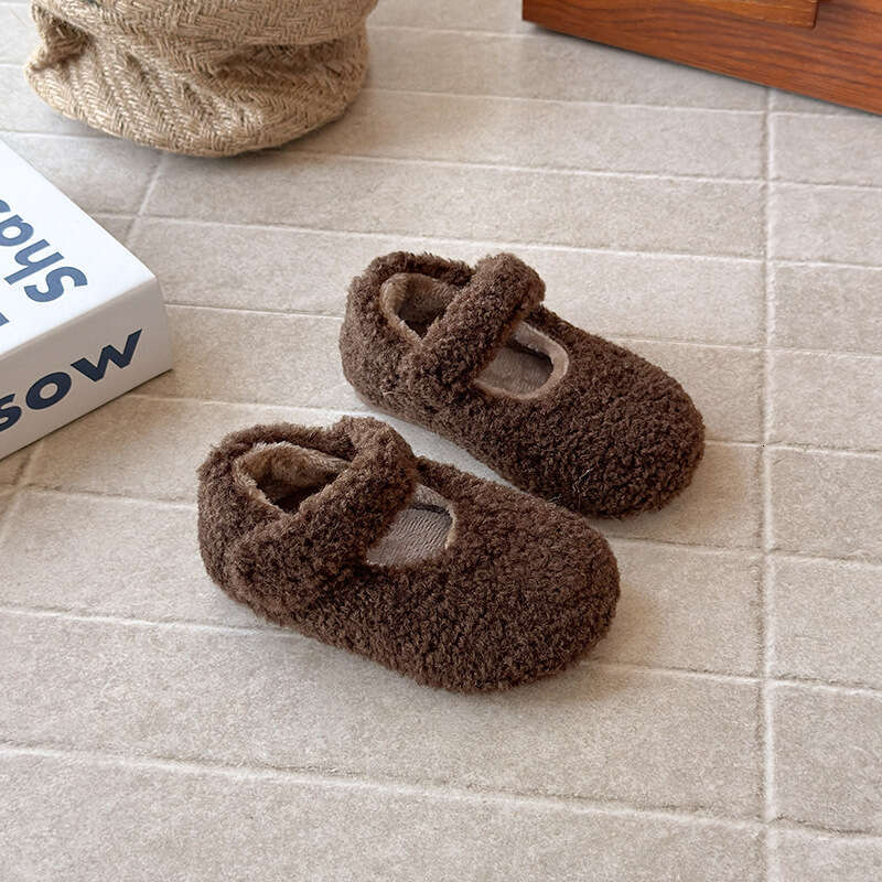 INS French Style Furry 2025 Autumn Winter New Korean Version Girls' Fleece Princess Soft Sole Loafers Cotton Shoes