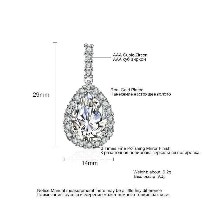 ZAKOL Brand Classic Water Drop Pear-shaped Cut Zircon Stud Earrings Shining Crystal CZ Bride's Earring Wedding Jewelry