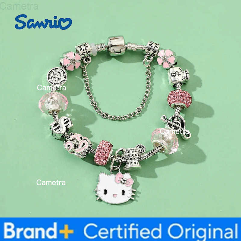 Sanrio Romantic Silver Color Charm Bracelet with Hello Kitty Brand DIY Jewelry Making Party Trendy 1 Pc H251229