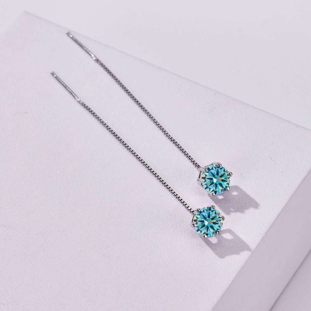 5-6.5mm moissanite women drop earrings for charm lady Solitaire Genuine 925 Sterling Silver female dating party earring gift 0b7