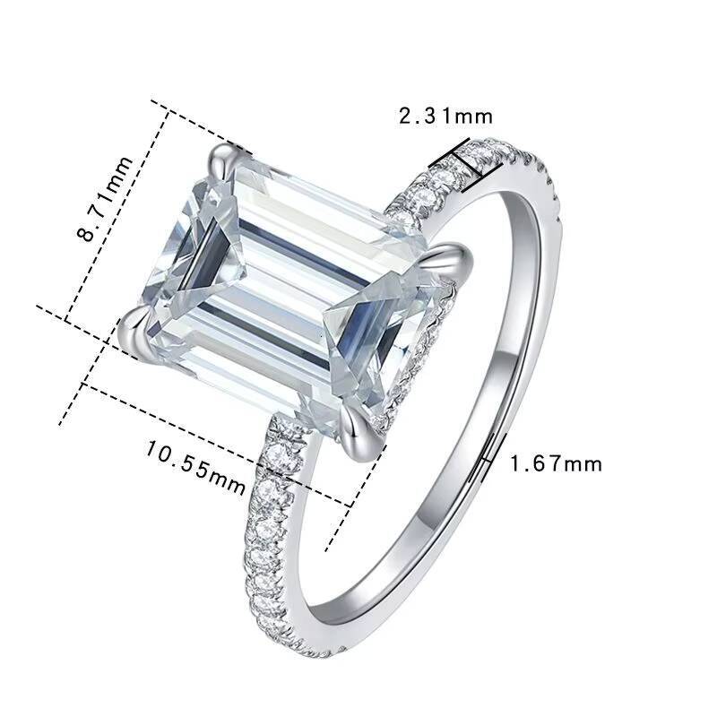 4CT D VVS Moissanite Jewelry Ring 925 Sterling Silver Womens Wedding Promise Ring Dazzling 4CT Moissanite Rings
