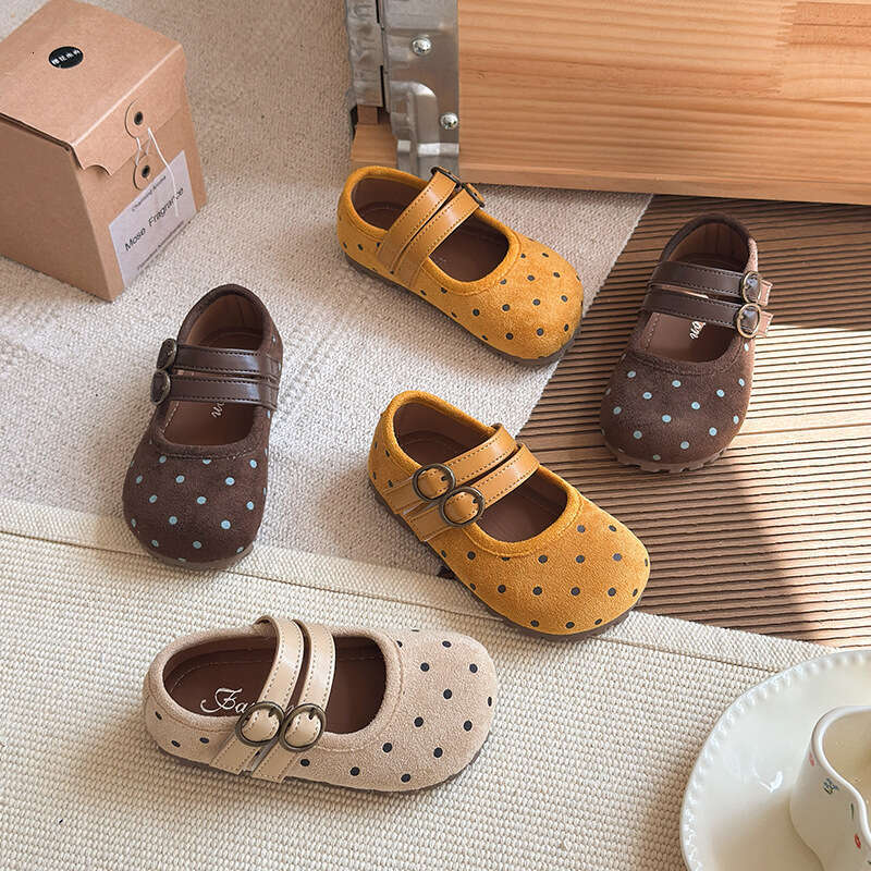 Children's Mori Style Polka Dot Leather 2025 Spring and Autumn New Korean Version Girls' Shallow Princess Shoes Soft Sole Flats