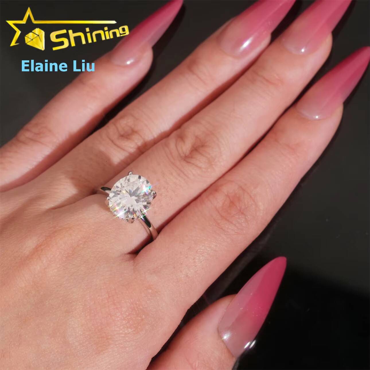 Luxury Fine Jewelry Sterling Silver 925 Custom VVS Moissanite Ring Moissanite Diamond Ring Engagement Ring