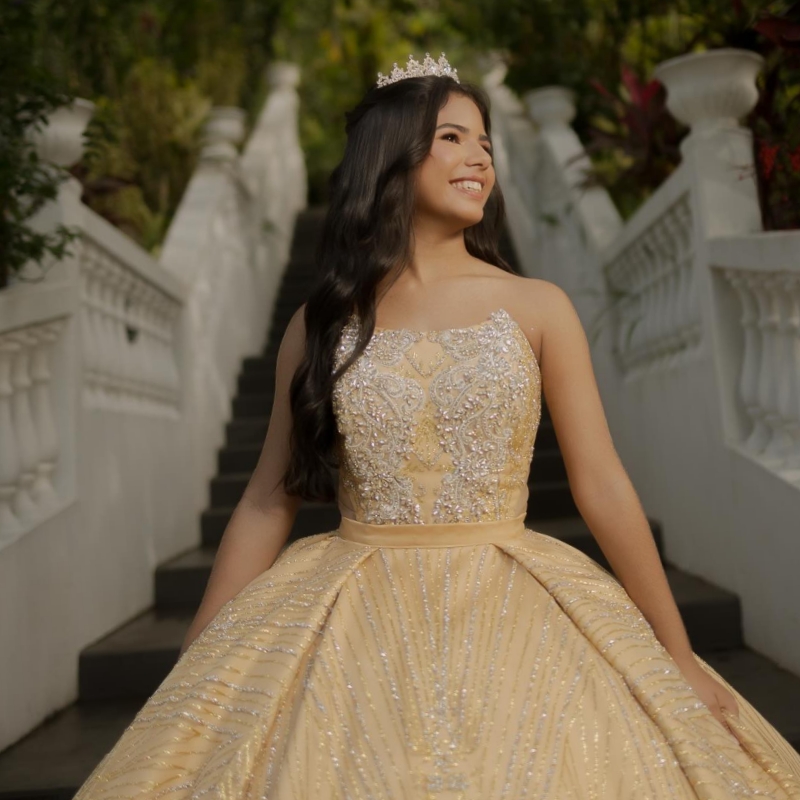 Champagne Shiny Quinceanera Dresses Ball Gown Off The Shoulder Sequin Applique Lace Beading Crystal Corset Party Birthday Sweet 16 Dres Vestidos 15 An
