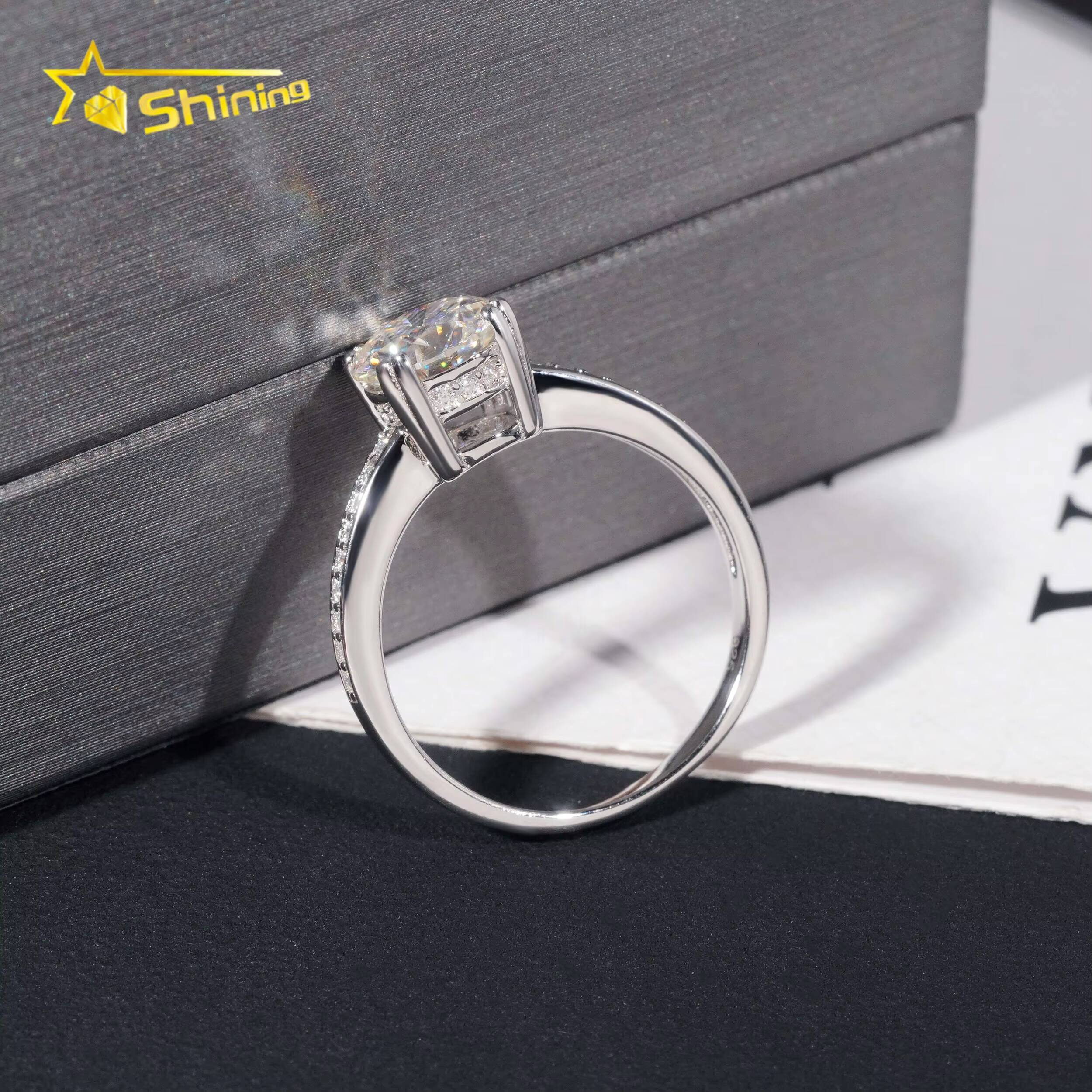 Wholesale 925 Sterling Silver Vvs Diamond Engagement Rings Women Brilliant Cut 75mm Gold Ring Women Rings Moissanite