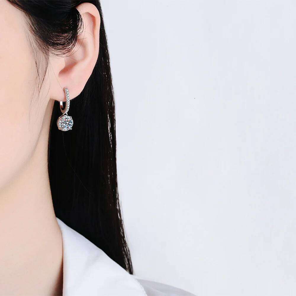 JOIAS HOME Read S925 Sterling Silver Pendant 1CT D Colors Moissanite Diamond Drop Earrings for Women Wedding Fine Jewelry Gift 82e