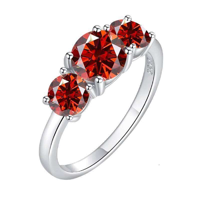 Total 4.0 Ct D Color Moissanite Three Stone Engagement Ring 925 Silver Rings 18K Gold Plated Customs Jewelry Wholesale afe