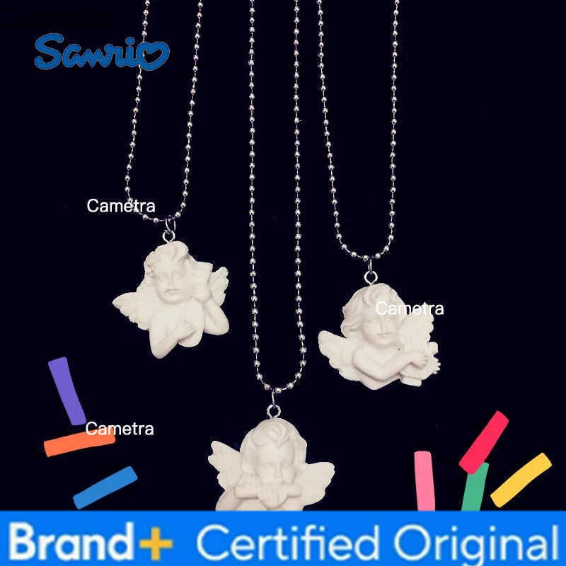 Sanrio Cute Cupid Angel Pendant Stainless Steel Necklace for Women Long Chain Baby Shaped Neck Jewelry Sweet Gifts for Friendship H251229