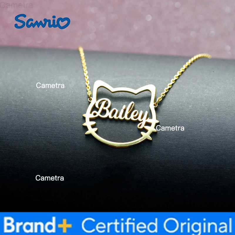 Sanrio Custom Cute Cartoon Kitty Name Necklace Women Children Jewelry Stainless Steel Cat Nameplate Pendant Necklaces Gifts for Kids H251229