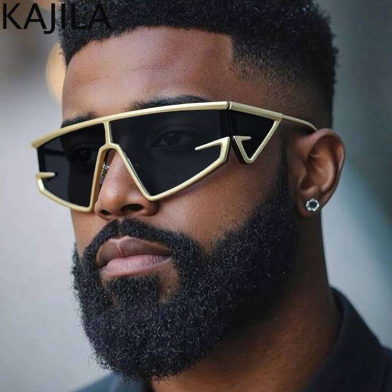 Y2k Punk Square Shield Sunglasses Men Luxury Brand Vintage Irregular Steampunk Windproof Sun Glasses For Women Shades Uv400