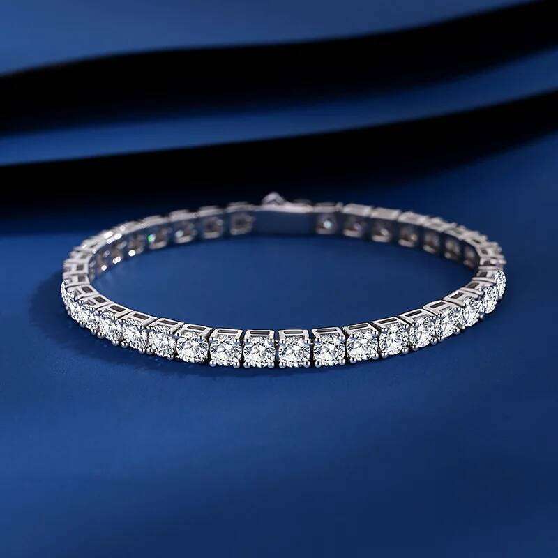 2.5/3/4/5mm Moissanite Tennis 925 Sterling Silver Plated White Gold Bracelet for Women Man Sparkling Party Jewelry a67