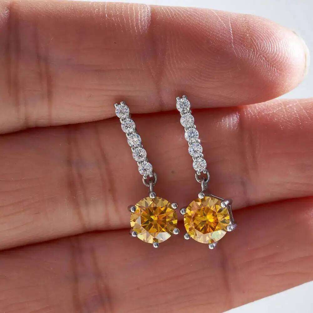 2ct moissanite drop earrings for charm lady silver 925 jewelry with royal blue gold yellow color femald dating gift ca8
