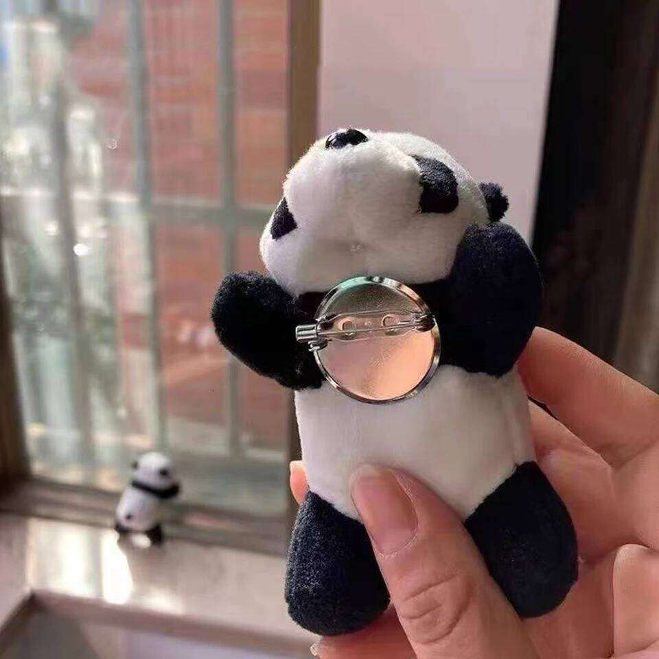 ZAKOL Cute Panda Plush Toy Cartoon Doll Brooch Schoolbag Clothing Decoration Multifunctional Accessories