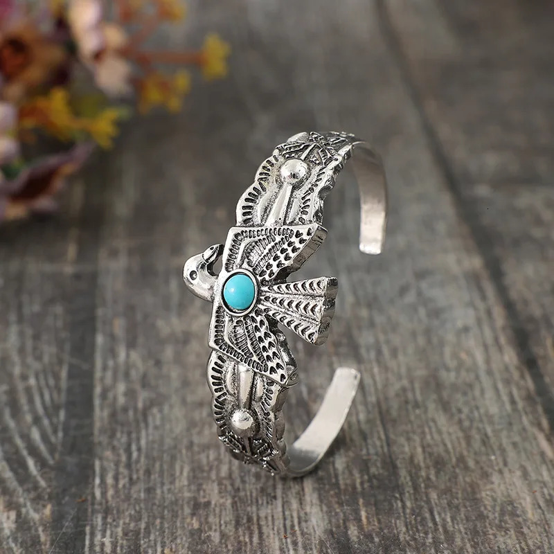 Birds Turquoise Bracelet Bangle Cuff Gemstone Jewelry for Women Native America Western Cuff Bracelet 251219