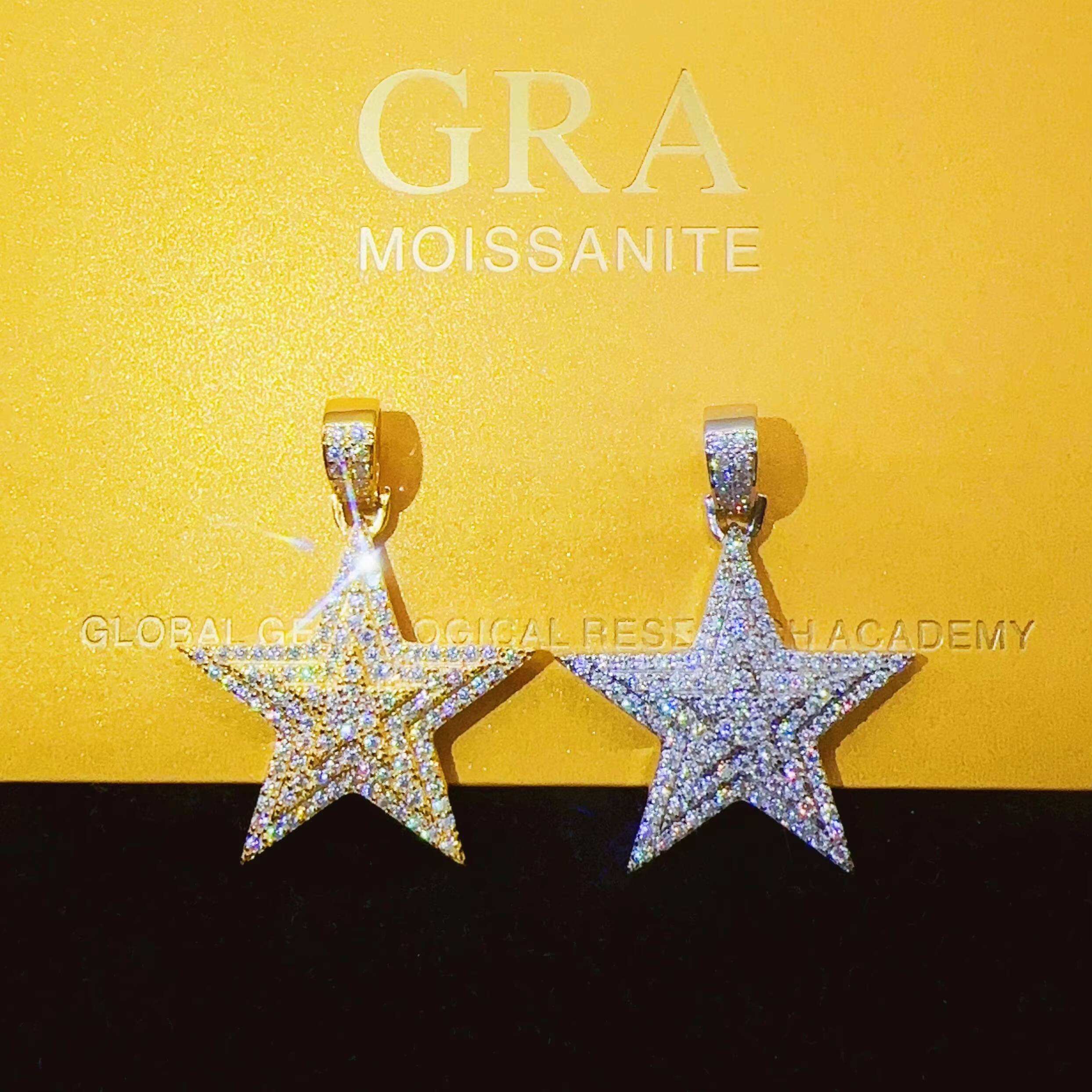 Fine Moissanite Jewelry Hip Hop Pendant 925 Sterling Silver NECKLACE Iced Out VVS Diamond CHAIN Star Pendant