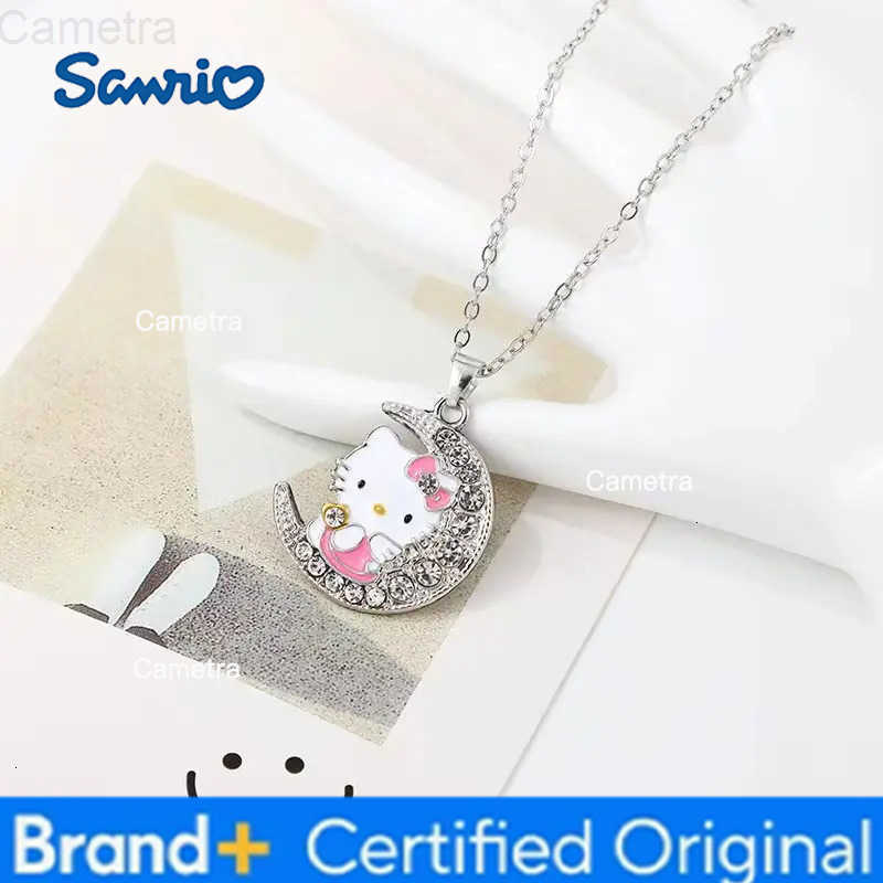 Sanrio New Hello Kitty Anime Alloy Cute Kawaii Creative Moon Style Kitten Necklace Cartoon Simple Children Pendant Holiday Gift H2512291