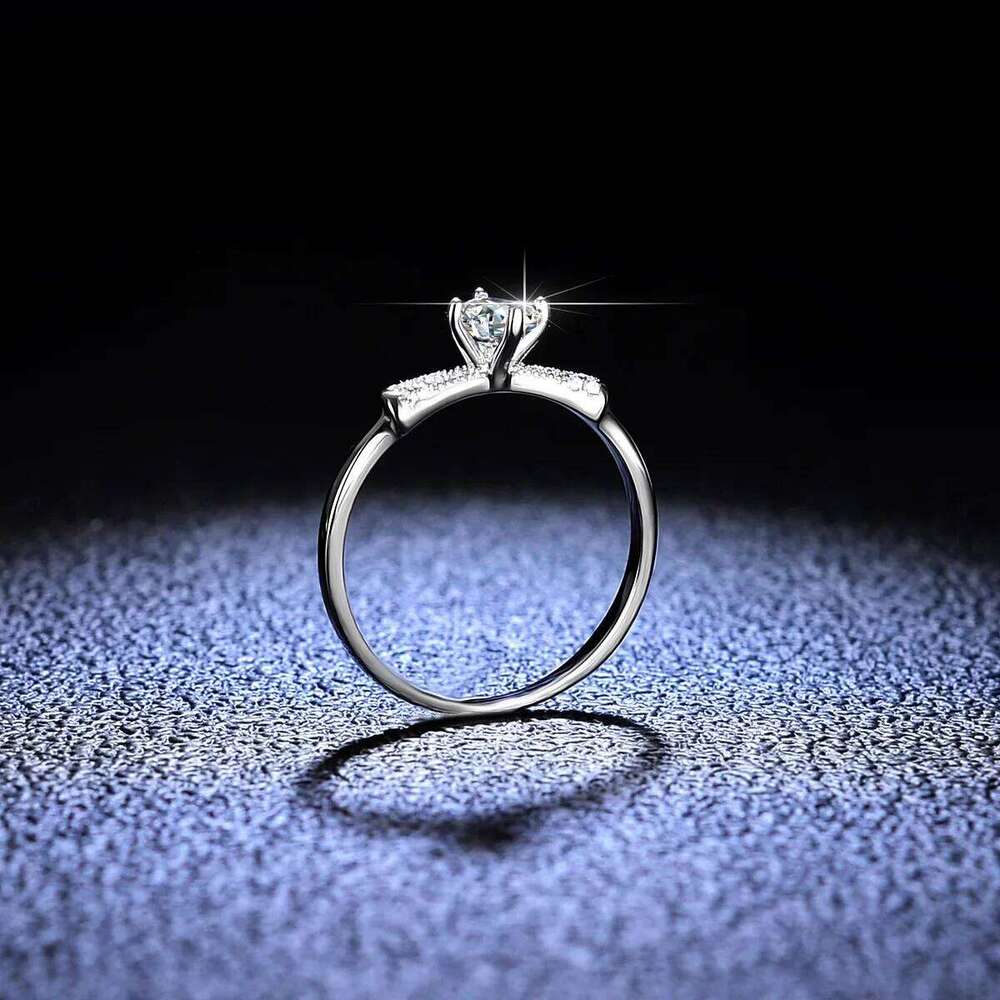 18K Gold Inlaid D-color Women's Moissanite Ring, Butterfly Flower PT950 Platinum Diamond Fashionable and Simple Ring Gift f70