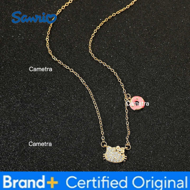 Sanrio Anime Hello Kitty Necklace Cute Cartoon Figure KT Cat Rhinestone Pendant Necklace Charm Jewelry Halloween Gifts H251229