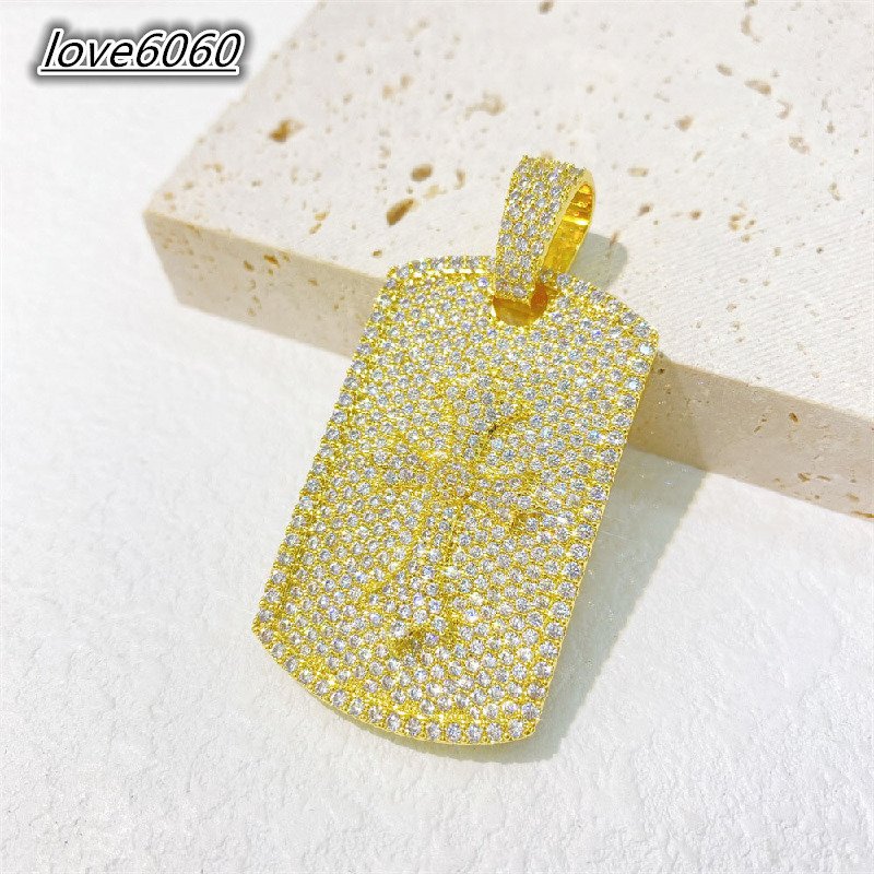 Hot Sale NewS925Silver Full Inlaid Moissanite square Fashion Hip Hop Pendant