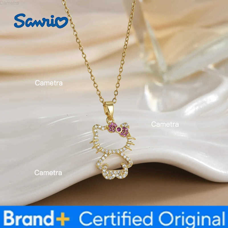 Sanrio Stainless Steel Chain Classic Hello Kitty Pendant Necklaces for Women Girls Shiny Sweet Jewelry Daily Gifts for Friends H251229