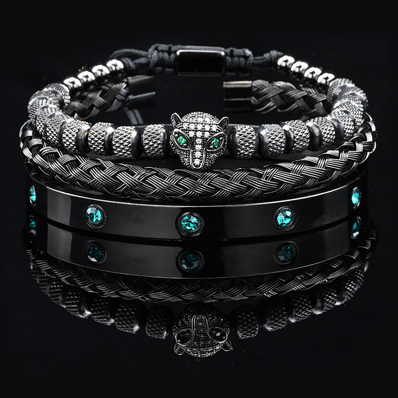 Luxury Brand Designer Jewelry European And American Pineapple Bead Leopard Head Zircon Braided Bracelet Twist Bracelet Roman Text Diamond Bracelet Set