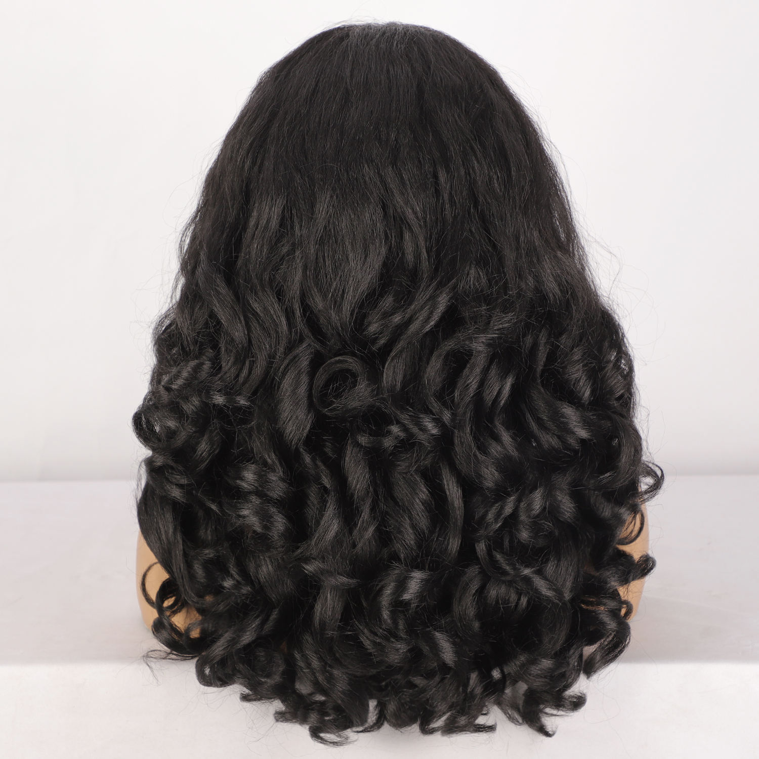 Short wave heat resistant synthetic wig, black, women's natural black headband curly wig, wholesale at affordable prices
