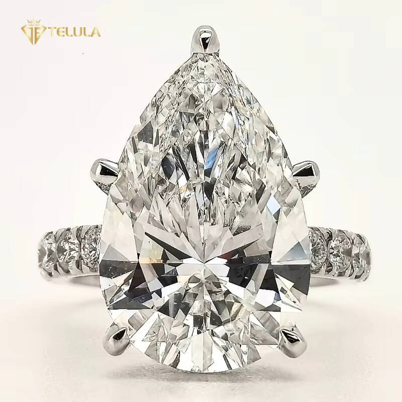 Custom 8CT Pear Cut 14K Real Gold Lab Diamond Rings VS1 VS2 IGI Certified Lab Grown Diamond Ring